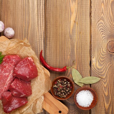 Raw fillet beef steak and spices