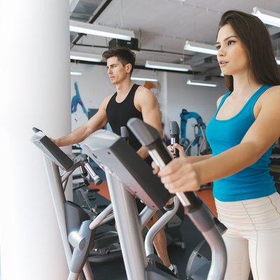 People training in gym