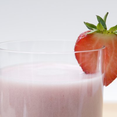 Close up of strawberry milkshake