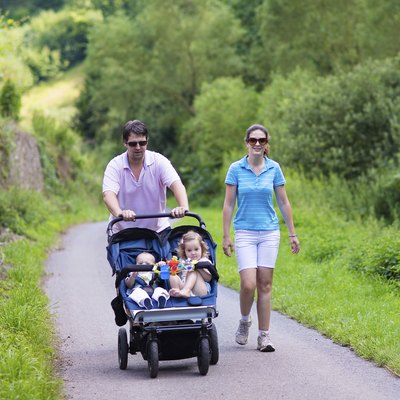 Parents with double stroller