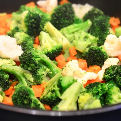 Steamed vegetables closeup