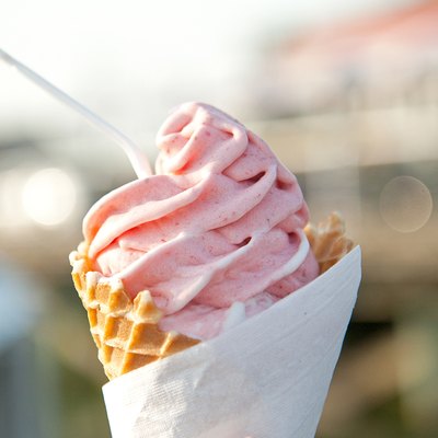 Frozen Yogurt on a pier with background blur