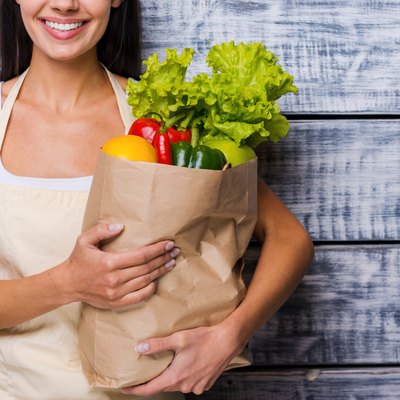 Carrying a healthy bag.