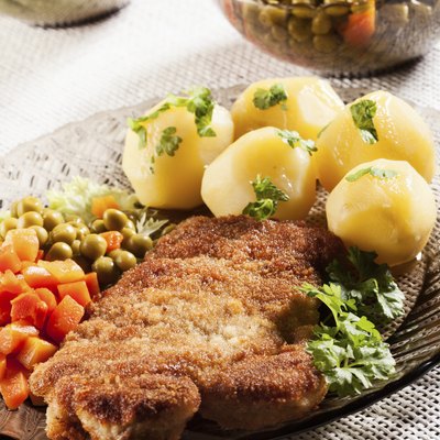 Breaded chop and potatoes