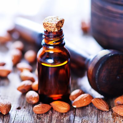 almond oil in a glass bottle
