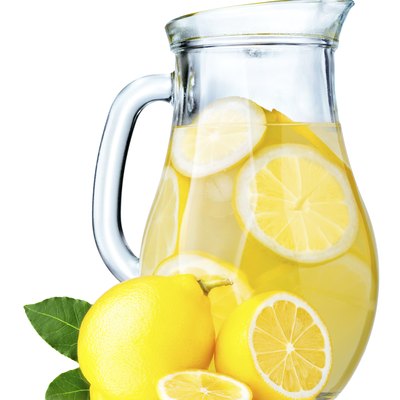 Lemonade pitcher with lemons