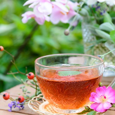 tea with herbs and flowers
