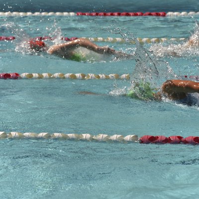 Two female freestyle swimmers