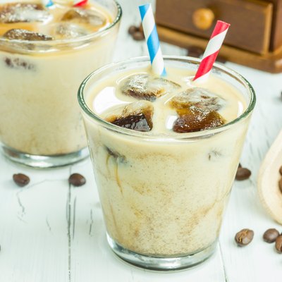 Coffee ice cubes with milk