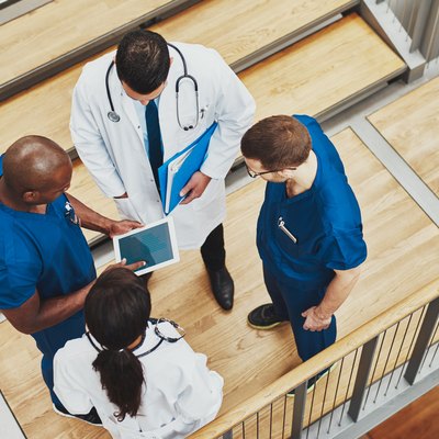 Multiracial medical team having a discussion