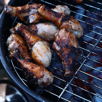 Chicken legs roasted on fire
