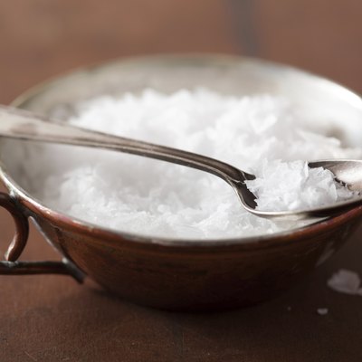 sea salt in vintage bowl and spoon