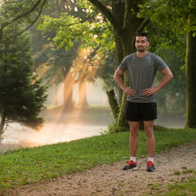 Portrait Of Young Man Doing Outdoor Activity Running