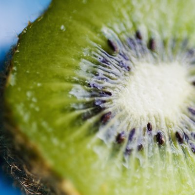 Close-up of a kiwi cut in half.