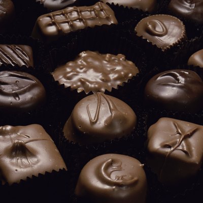High angle view of assorted chocolate candies