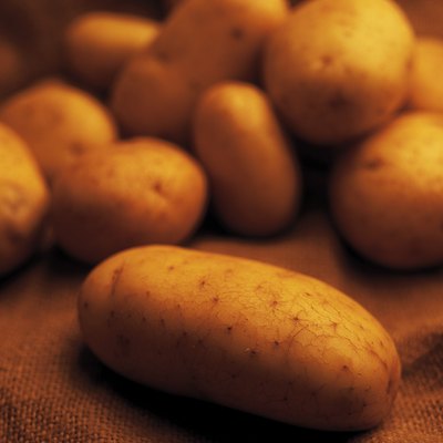 close-up of a stack of potatoes