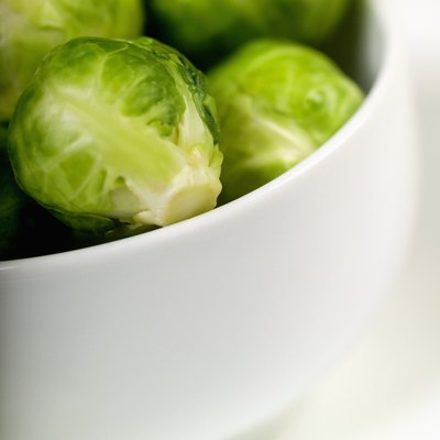 Brussels sprouts in a bowl, close-up, part of