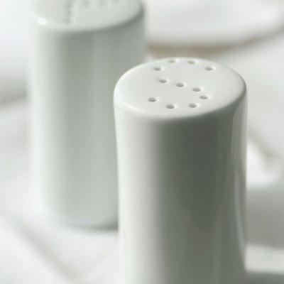 High angle view of salt and peeper shaker