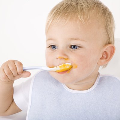 Messy baby eating