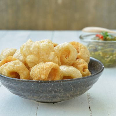 Pork rinds also known as chicharon or chicharrones