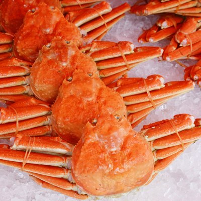 Boiled Red king crabs on the ice
