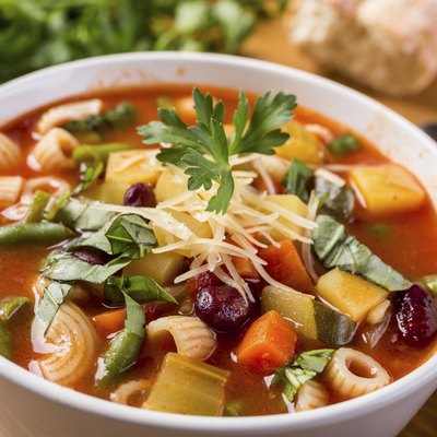 Minestrone Soup with Pasta, Beans and Vegetables