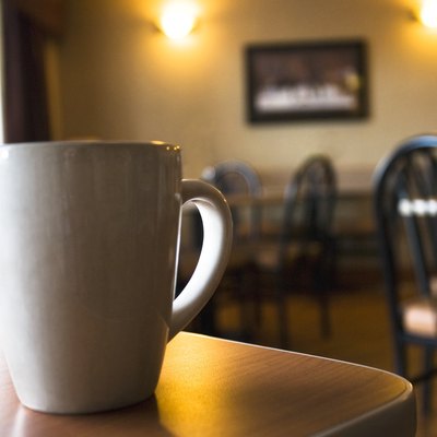 Coffee mug on table