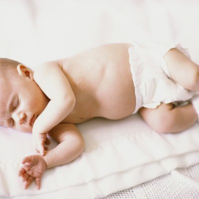 High angle view of a baby boy sleeping