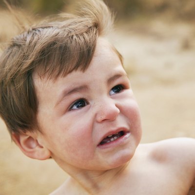 a small child crying