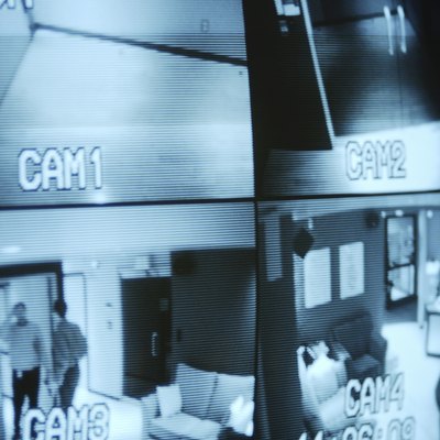 TV screen displaying security camera footage