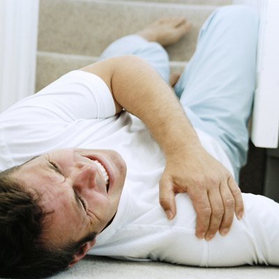 Man falling down stairs