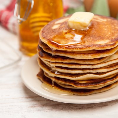 High pile of delicious pancakes