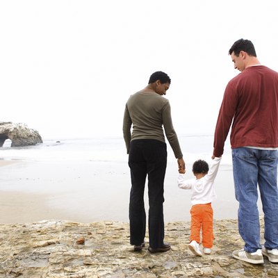 Family on beach
