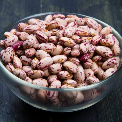 pinto beans on glass bowl