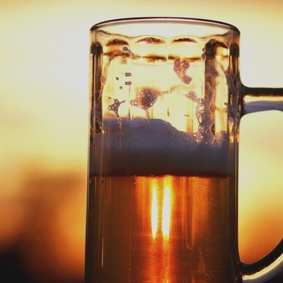 beer mug at sunset