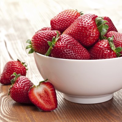 Appetizing strawberry in the bowl.
