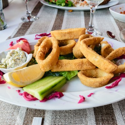 Seafood snacks, calamaris, squid rings