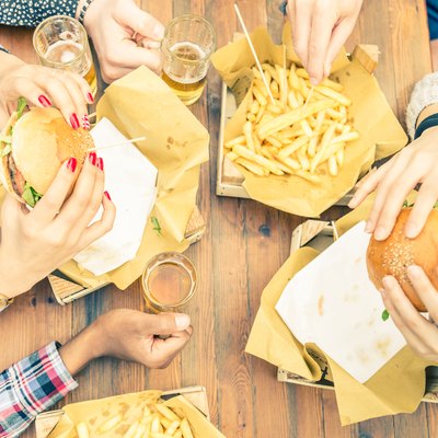 People eating and drinking