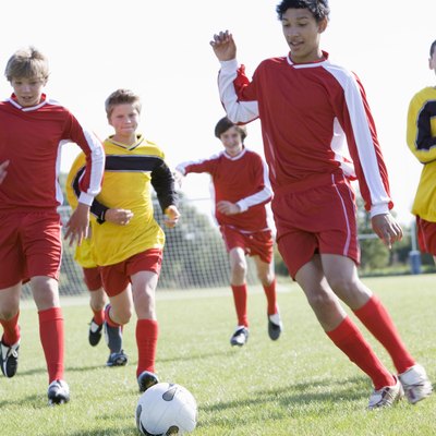 Boys playing soccer