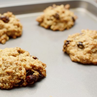 Freshly baked oatmeal raisin cookies