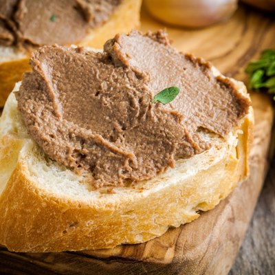 sandwiches with homemade chicken liver pate closeup