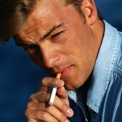 Man smoking cigarette, close-up
