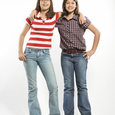 Teen sisters posing together
