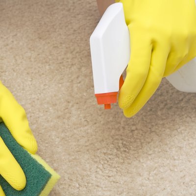 cleaning stain on a carpet