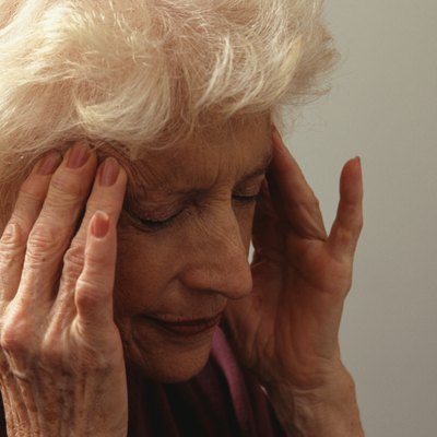 Woman with headache, (Close-up)