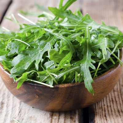 Fresh arugula in a bowl