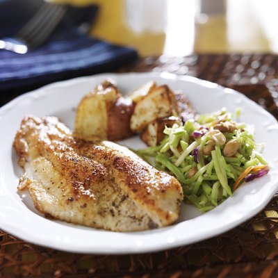 pan fried tilapia with asian slaw and roasted potatoes