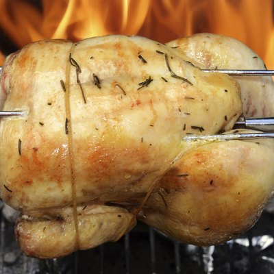 rotisserie chicken on the grill