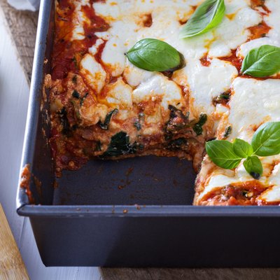 Spinach, ricotta and bacon lasagna