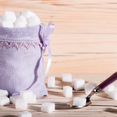 White sugar cubes closeup